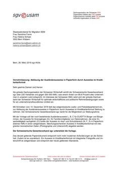  Vernehmlassung Ablösung der Ausländerausweise in Papierform durch Ausweise im Kreditkartenformat