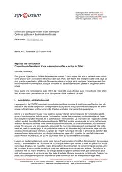  Réponse à la consultation Proposition du Secrétariat d’une « Approche unifiée » au titre du Pilier 1