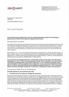  Vernehmlassung: Bundesbeschluss über die Verpflichtungskredite ab 2019 für die Beiträge an Massnahmen im Rahmen des Programms Agglomerationsverkehr