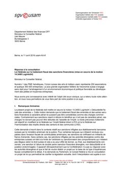  Réponse à la consultation Loi fédérale sur le traitement fiscal des sanctions financières (mise en oeuvre de la motion 14.3450 Luginbühl)