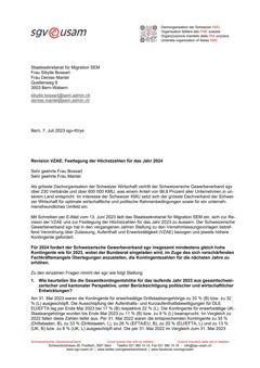  Stellungnahme Revision VZAE: Festlegung der Höchstzahlen für das Jahr 2024