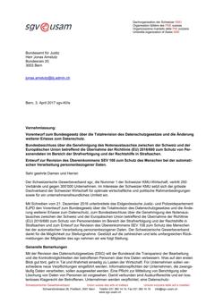  Vernehmlassung: Vorentwurf zum Bundesgesetz über die Totalrevision des Datenschutzgesetzes und die Änderung weiterer Erlasse zum Datenschutz.