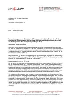  Umsetzung & Finanzierung Initiative für eine 13. AHV-Rente: Änderung Bundesgesetz Alters- und Hinterlassenenversicherung (AHVG) & Bundesgesetz über Ergänzungsleistungen (ELG)