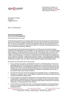  Vernehmlassungsantwort Revision des Energiegesetzes